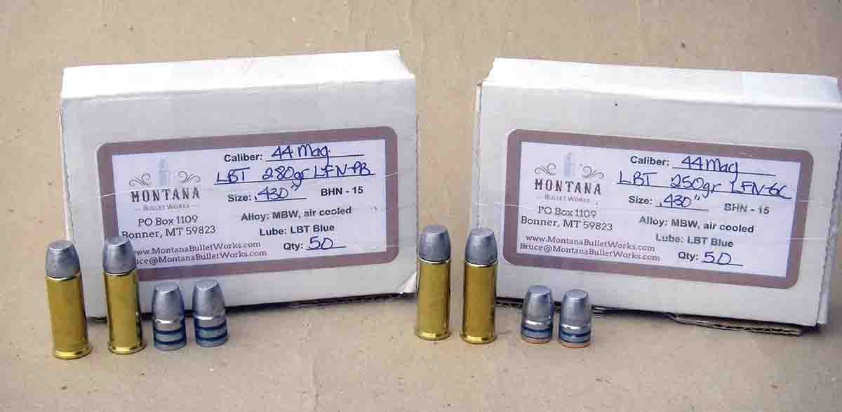 Montana Bullet Works offers quality hand-cast bullets, such as the 280-grain LFN-PB and 250-grain LFN-GC.
